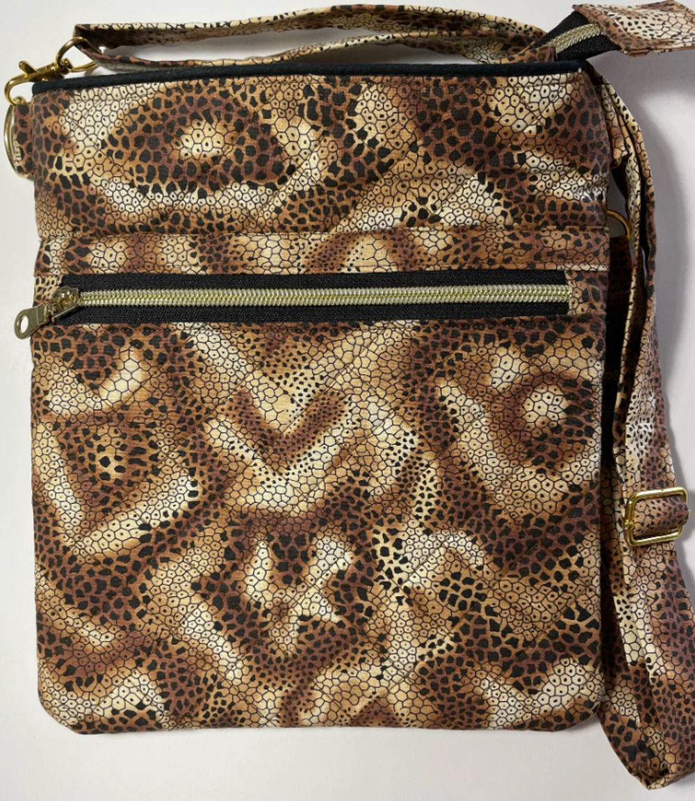 Quilted Crossbody Handbag Handmade Cotton Animal Print Fabric 13" x 13"